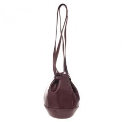 Pre Owned Cartier Burgundy Leather Bucket Bag