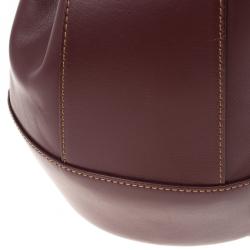 Pre Owned Cartier Burgundy Leather Bucket Bag