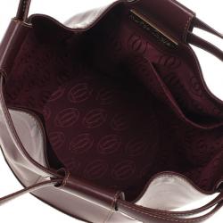 Pre Owned Cartier Burgundy Leather Bucket Bag