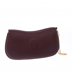 Pre Owned Cartier Burgundy Leather Toiletry Pouch
