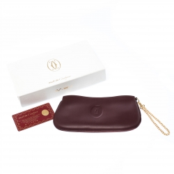 Pre Owned Cartier Burgundy Leather Toiletry Pouch