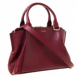 مملوكة مسبقًا حقيبة كارتييه سي دو كارتييه ميني جلد توريلون عنابي