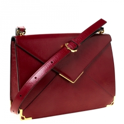 Pre Owned Cartier Burgundy Leather Envelope Shoulder Bag