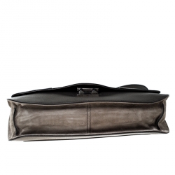 مملوكة مسبقًا Cartier Grey Metallic Leather and Suede Flap Top Handle Bag 