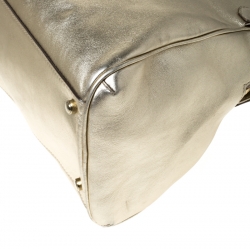 Pre Owned Cartier Gold Metallic Leather Large Marcello de Cartier Bag