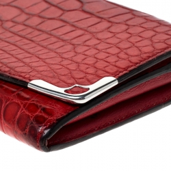 Pre Owned Cartier Red Alligator Must de Cartier Flap Wallet