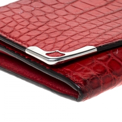 Pre Owned Cartier Red Alligator Must de Cartier Flap Wallet