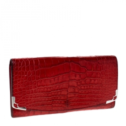 Pre Owned Cartier Red Alligator Must de Cartier Flap Wallet