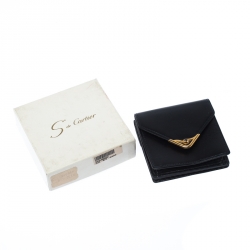 مملوكة مسبقًا Cartier Black Sapphire Embellished Leather Coin Wallet