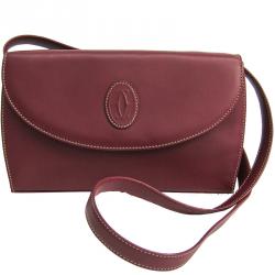 Pre Owned Cartier Bordeaux Leather Crossbody Bag