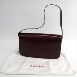 Pre Owned Cartier Bordeaux Leather Shoulder Bag