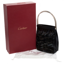 مملوكة مسبقًا Cartier Black Satin and Feather Small Trinity Cage Bag