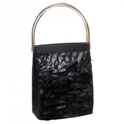 مملوكة مسبقًا Cartier Black Satin and Feather Small Trinity Cage Bag