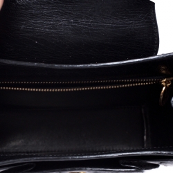 مملوكة مسبقًا Cartier Black Ostrich Leather Panther Logo Satchel