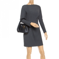 مملوكة مسبقًا Cartier Black Ostrich Leather Panther Logo Satchel