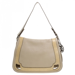 Cartier Beige Leather and Python Messenger Bag