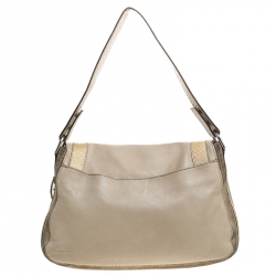 Cartier Beige Leather and Python Messenger Bag