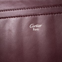 Pre Owned محفظة كارتييه مست دي كارتييه بقلاب جلد بني محمر