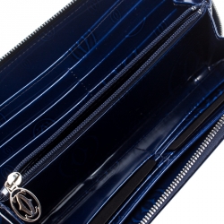 Pre Owned Cartier Midnight Blue Glossy Leather Happy Birthday Zip Around Wallet