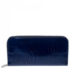 Cartier Midnight Blue Glossy Leather Happy Birthday Zip Around