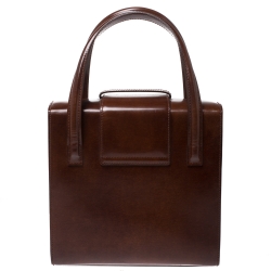 Pre Owned حقيبة كارتييه Panthere Box  جلد لامعة بنية