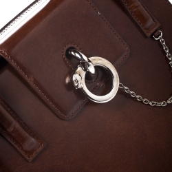 Pre Owned حقيبة كارتييه Panthere Box  جلد لامعة بنية