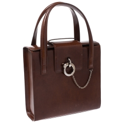 Pre Owned حقيبة كارتييه Panthere Box  جلد لامعة بنية