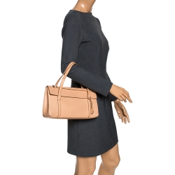 Pre Owned Cartier Beige Leather Cabochon Flap Shoulder Bag