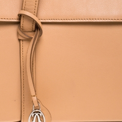 Pre Owned Cartier Beige Leather Cabochon Flap Shoulder Bag