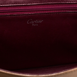 Pre Owned Cartier Beige Leather Cabochon Flap Shoulder Bag