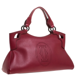 Pre Owned Cartier Maroon Leather Small Marcello de Cartier Bag