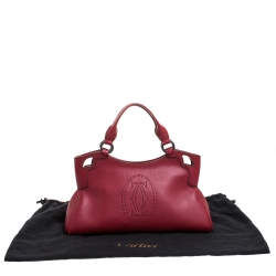 Pre Owned Cartier Maroon Leather Small Marcello de Cartier Bag