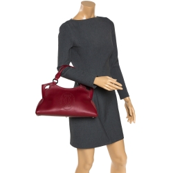 Pre Owned Cartier Maroon Leather Small Marcello de Cartier Bag