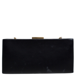 Pre Owned Cartier Black Leather Panthere De Cartier Chain Clutch