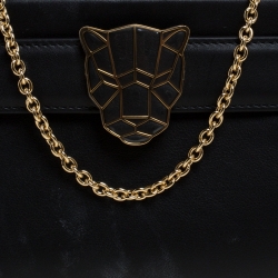 Pre Owned Cartier Black Leather Panthere De Cartier Chain Clutch