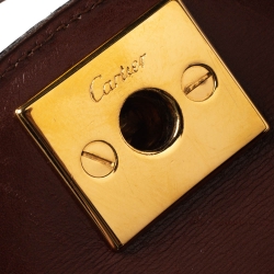 Pre Owned Cartier Brown Crocodile Panther Logo Satchel with Wallet 