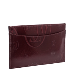 Pre Owned حافظة بطاقات كارتييه هابي بيرث داي جلد لامع حمراء