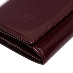 مملوكة مسبقًا Cartier Maroon Patent Leather Happy Birthday Continental Wallet