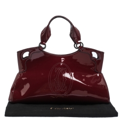 مملوكة مسبقًا حقيبة كارتييه ماركلو دو كارتييه متوسطة جلد لامعة سوداء