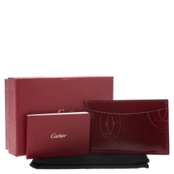 مملوكة مسبقًا حافظة بطاقات كارتييه هابي بيرث داي جلد لامع حمراء