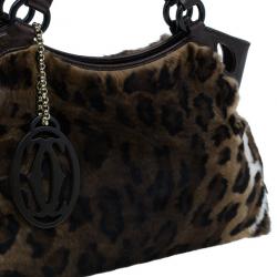 Pre Owned حقيبة يد كارتييه مارسيلو دي كارتييه نقوش جلد فهد فراء أرنب