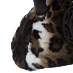 Pre Owned حقيبة يد كارتييه مارسيلو دي كارتييه نقوش جلد فهد فراء أرنب