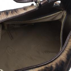 Pre Owned حقيبة يد كارتييه مارسيلو دي كارتييه نقوش جلد فهد فراء أرنب