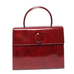 Pre Owned Cartier Red Leather Happy Birthday Top Handle Bag
