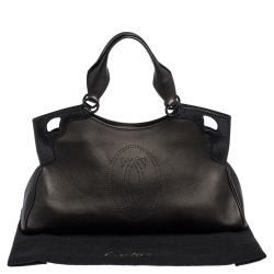 Pre Owned Cartier Black Leather Medium Marcello de Cartier Bag