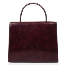 Pre Owned Cartier Burgundy Patent Leather Happy Birthday Top Handle Bag