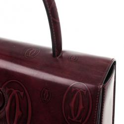 Pre Owned Cartier Burgundy Patent Leather Happy Birthday Top Handle Bag