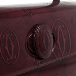 Pre Owned Cartier Burgundy Patent Leather Happy Birthday Top Handle Bag