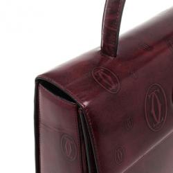 Pre Owned Cartier Burgundy Patent Leather Happy Birthday Top Handle Bag