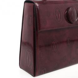 Pre Owned Cartier Burgundy Patent Leather Happy Birthday Top Handle Bag